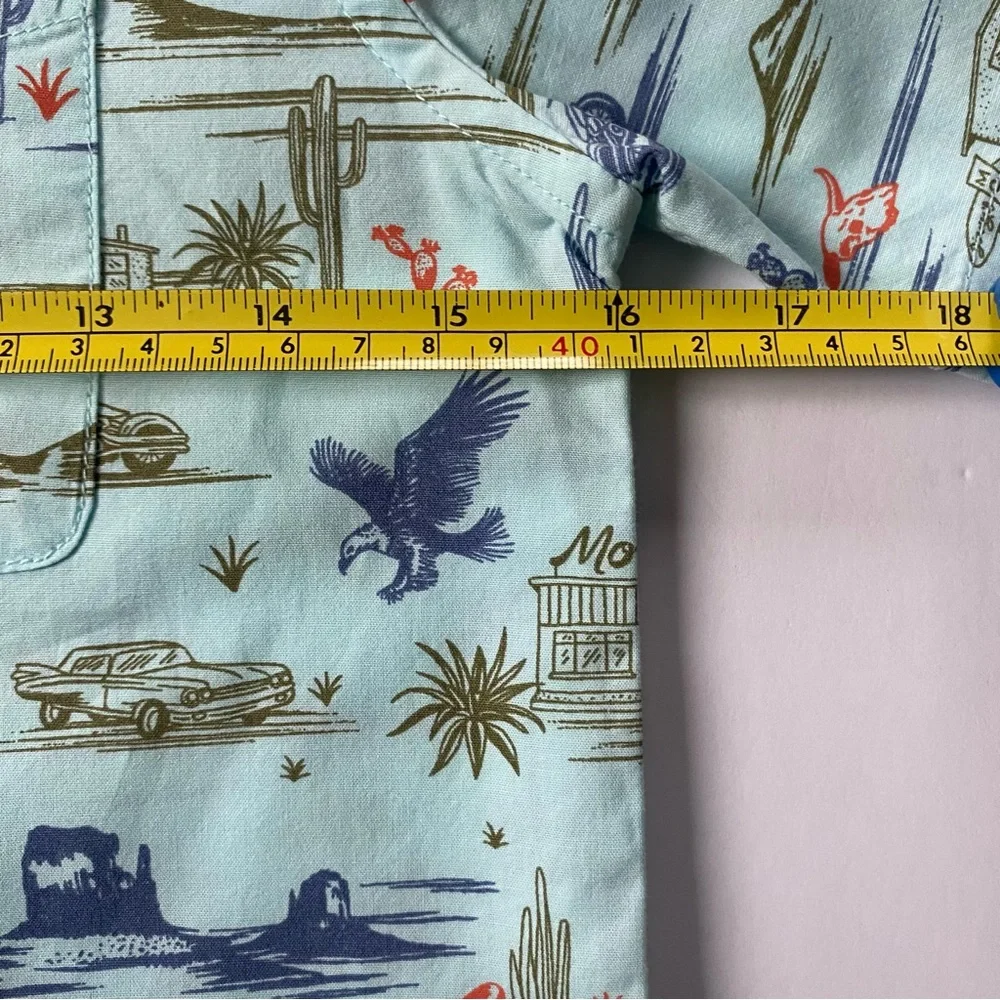 Children’s Place Hawaiian Shirt Size 7 8 Button Down Green Southwest Rt 66 EUC